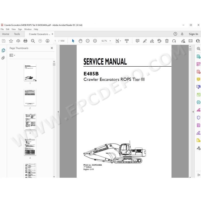 New Holland Excavator E485B ROPS Tier 3 service manual