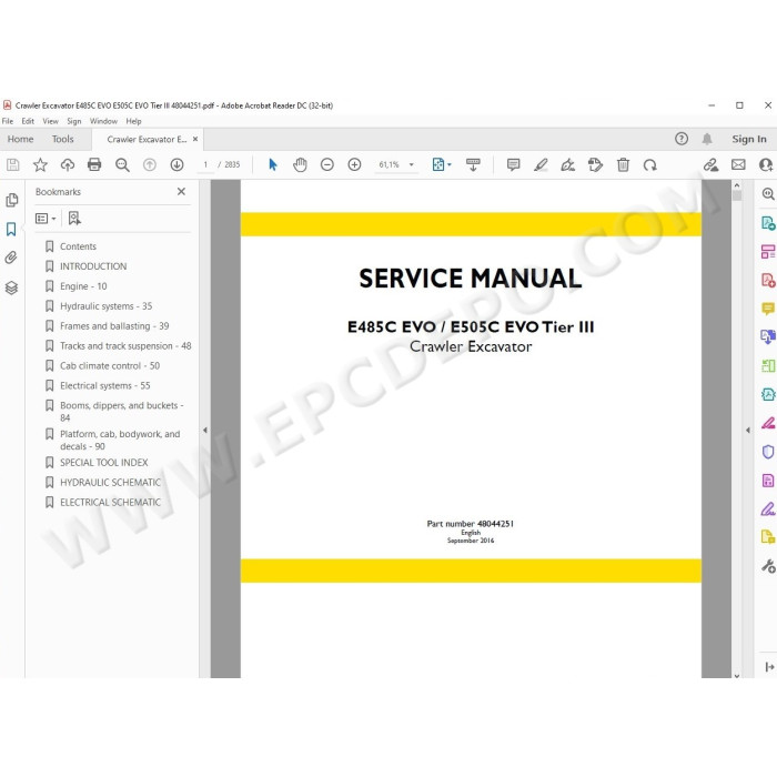 New Holland Excavator E485C E505C Evo Tier 3 service manual