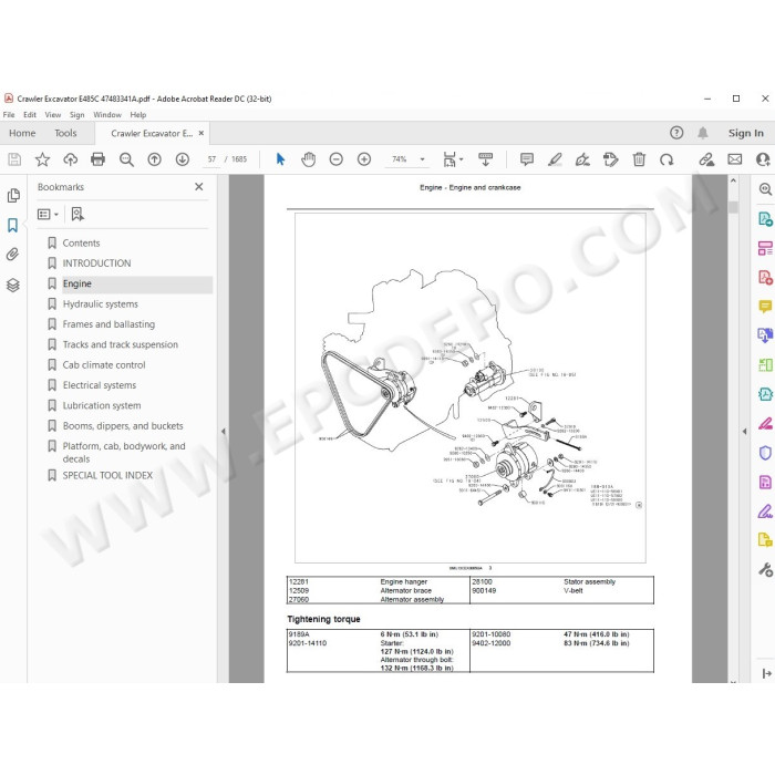 New Holland Excavator E485C service manual