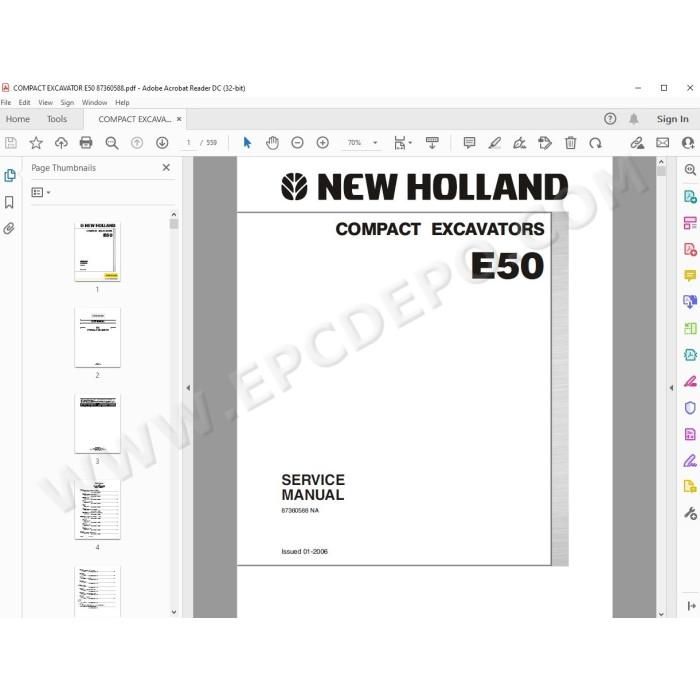 New Holland Compact Excavator E50 service manual