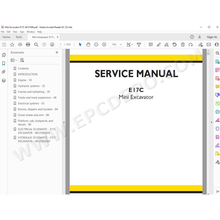 New Holland Mini Excavator E17C Tier 4 service manual