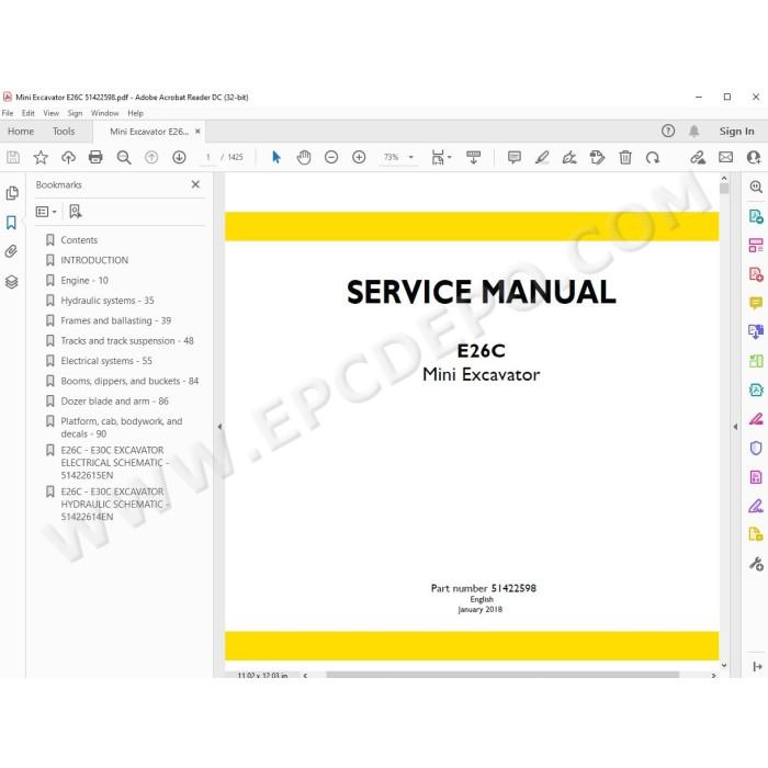 New Holland Mini Excavator E26C Tier 4 service manual