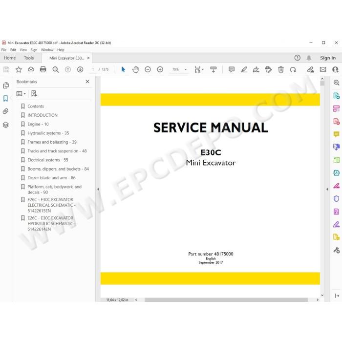 New Holland Mini Excavator E30C Tier 4 service manual