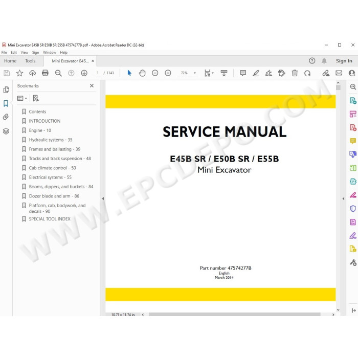 New Holland Mini Excavator E55B E50B E45B SR service manual