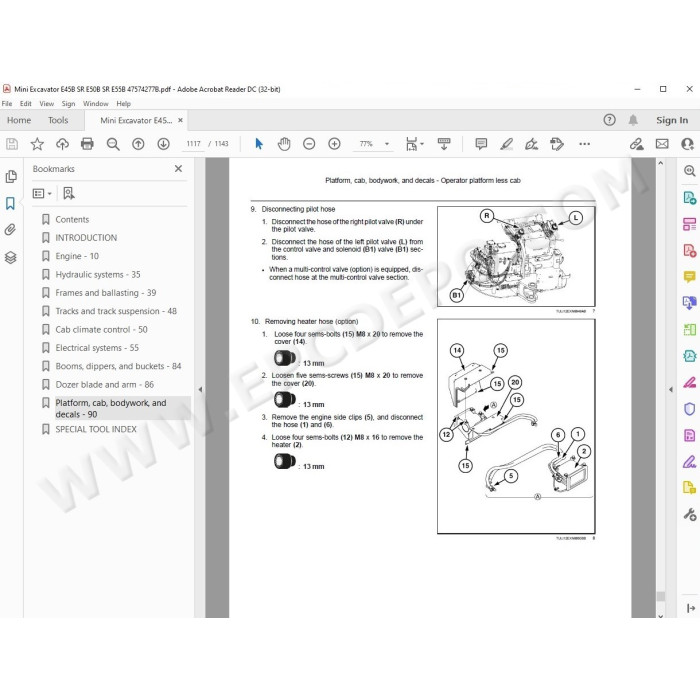 New Holland Mini Excavator E55B E50B E45B SR service manual