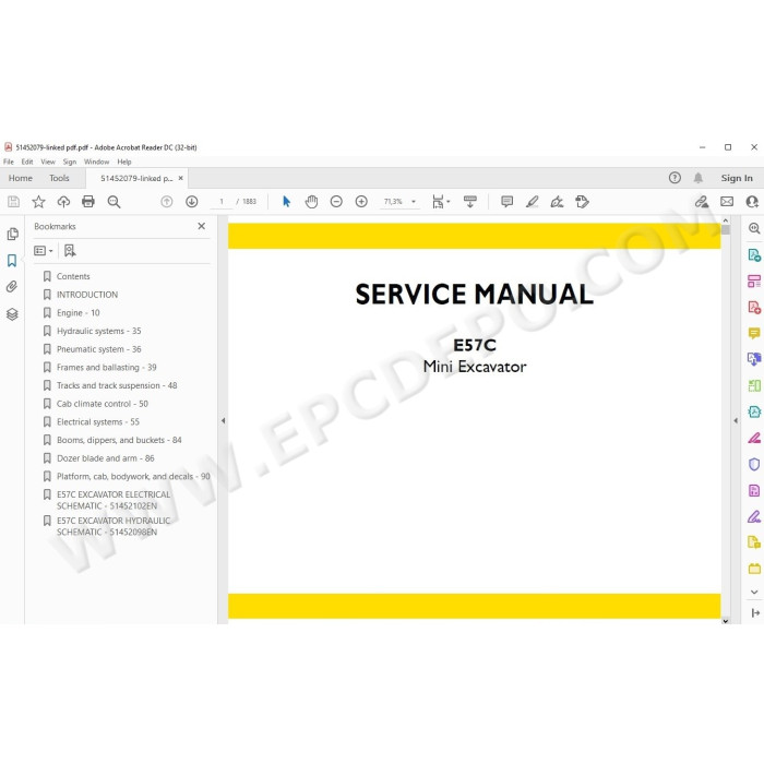 New Holland Mini Excavator E57C Tier 4 service manual