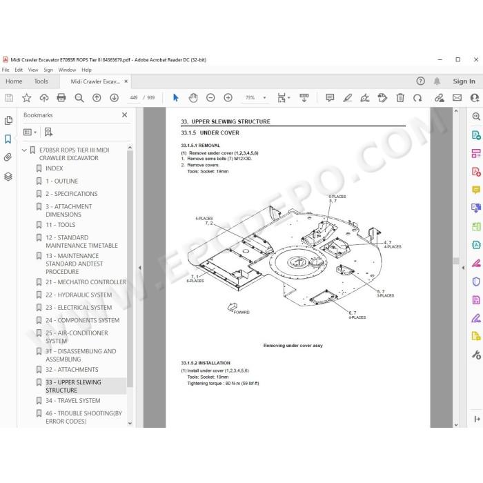 New Holland Midi Excavator E70BSR Rops Tier 3 service manual