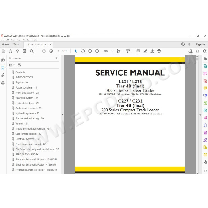New Holland Compact Track Loader C227 C232 Tier 4B service manual