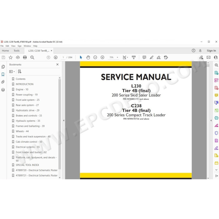 New Holland Compact Track Loader C238 Tier 4B service manual