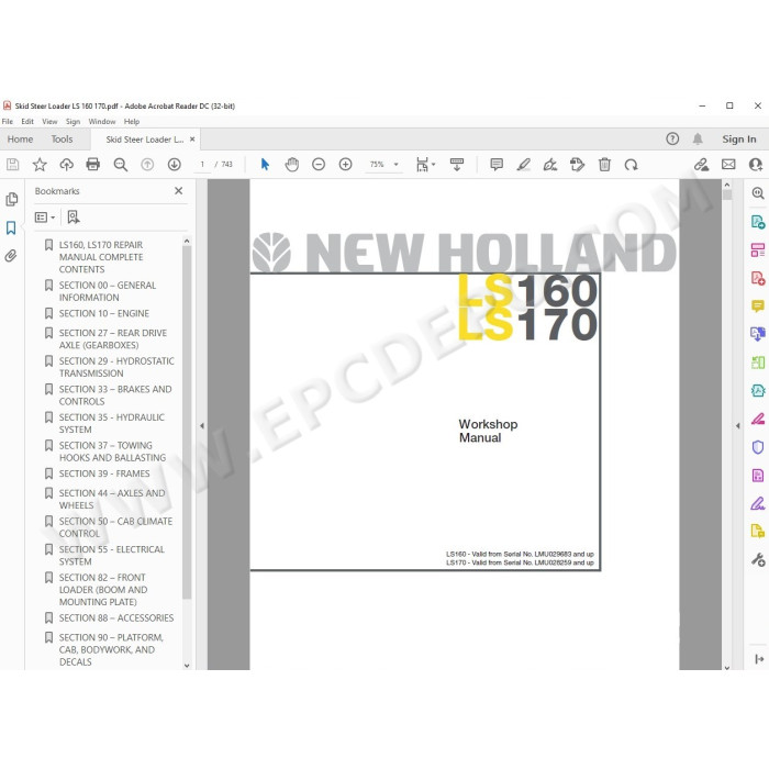 New Holland Skid Steer Loader LS160 LS170 service manual