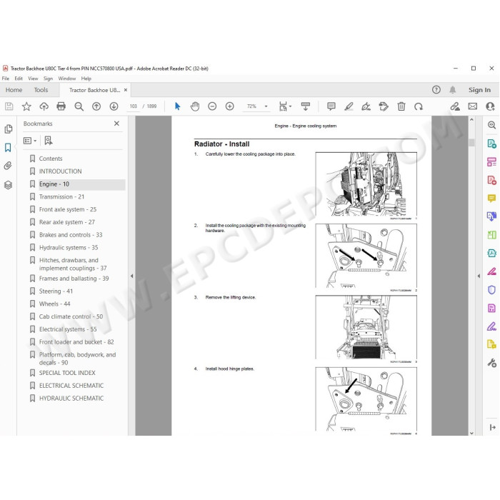 New Holland Tractor Backhoe U80C Tier 4 service manual