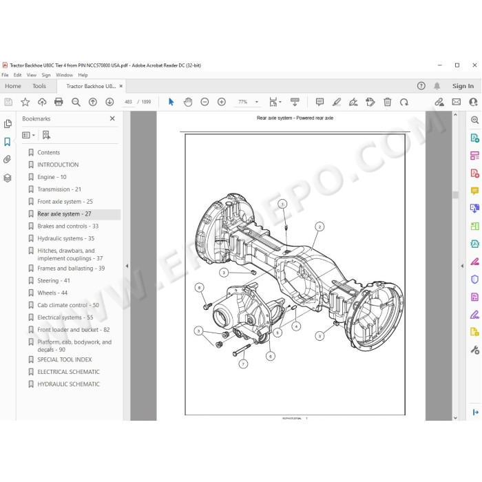 New Holland Tractor Backhoe U80C Tier 4 service manual