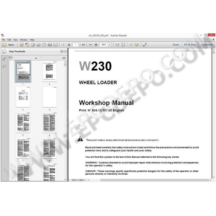New Holland Wheel Loader W230 workshop service manual