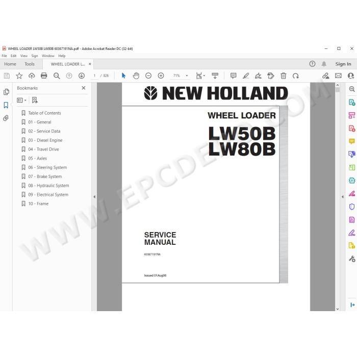 New Holland Wheel Loader LW50 LW50B LW80 LW80B service manual