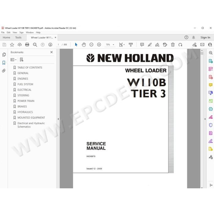 New Holland Wheel Loader W110B Tier 3 service manual