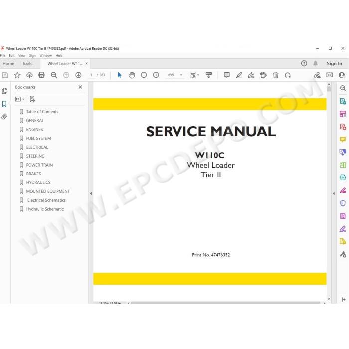 New Holland Wheel Loader W110C Tier 2 service manual