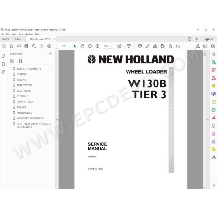 New Holland Wheel Loader W130B Tier 3 service manual