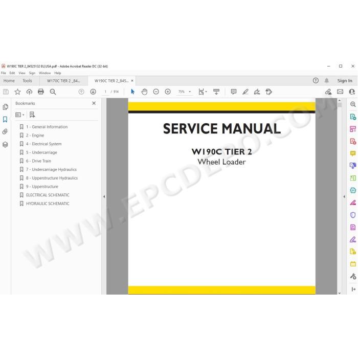 New Holland Wheel Loader W170C W190C Tier 2 service manual