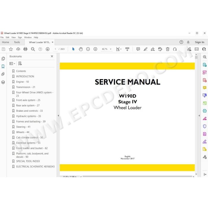 New Holland Wheel Loader W190D Stage IV service manual