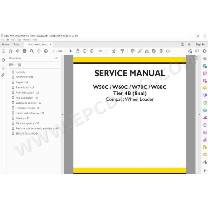 New Holland Wheel Loader W50C W60C W70C W80C Tier 4B service manual