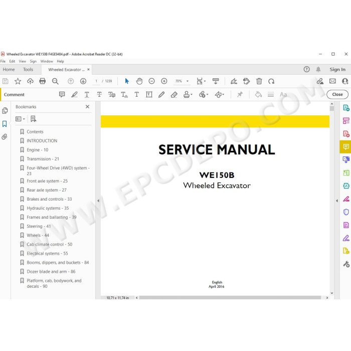New Holland Wheeled Excavator WE150B Tier 3 service manual