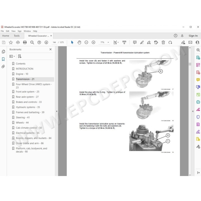 New Holland Wheeled Excavator WE170B WE190B service manual