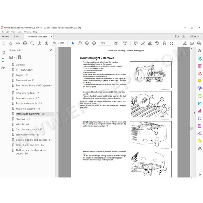 New Holland Wheeled Excavator WE170B WE190B service manual