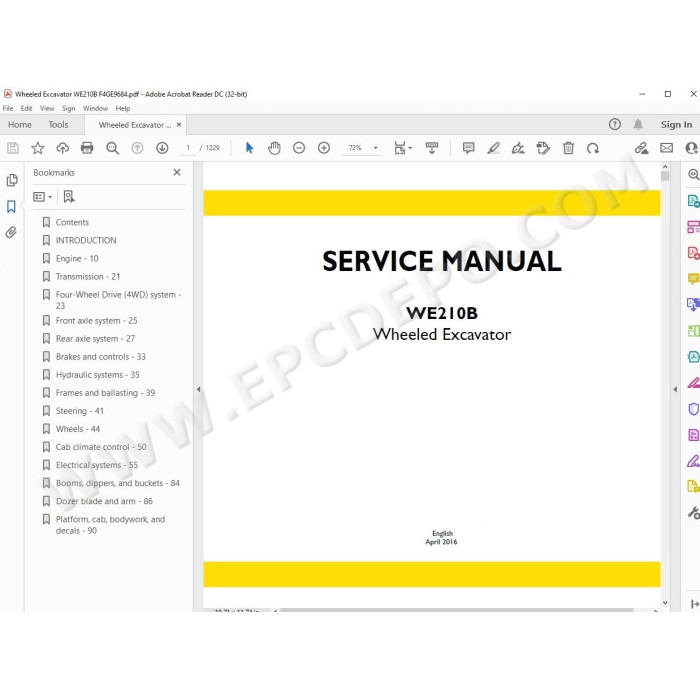 New Holland Wheeled Excavator WE210B Tier 3 service manual