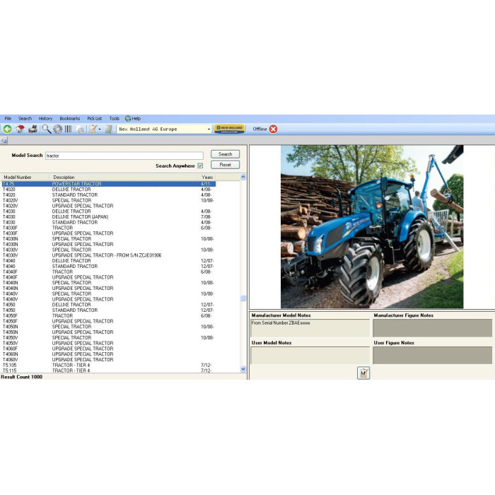 New Holland AG Agriculture Europe EPC parts catalog 2012