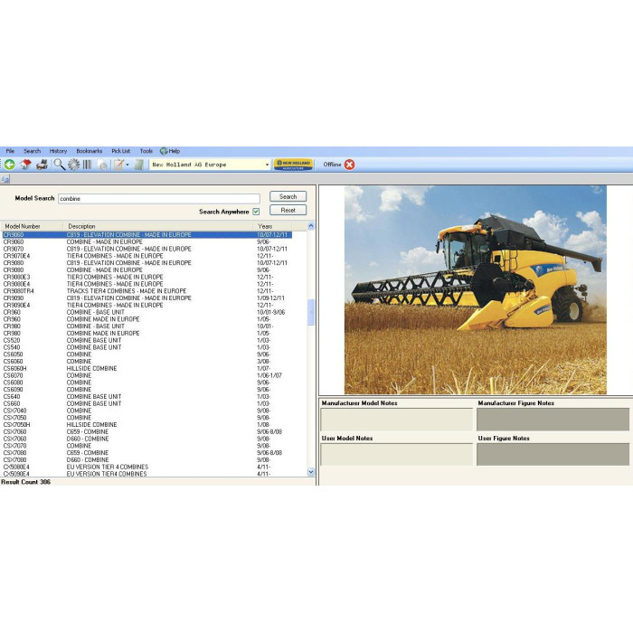 New Holland AG Agriculture Europe EPC parts catalog 2012