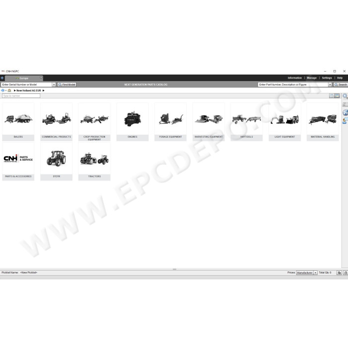 New Holland AG Agriculture Europe EPC parts catalog 2020