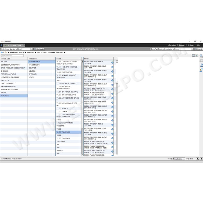 New Holland AG Agriculture Europe EPC parts catalog 2020