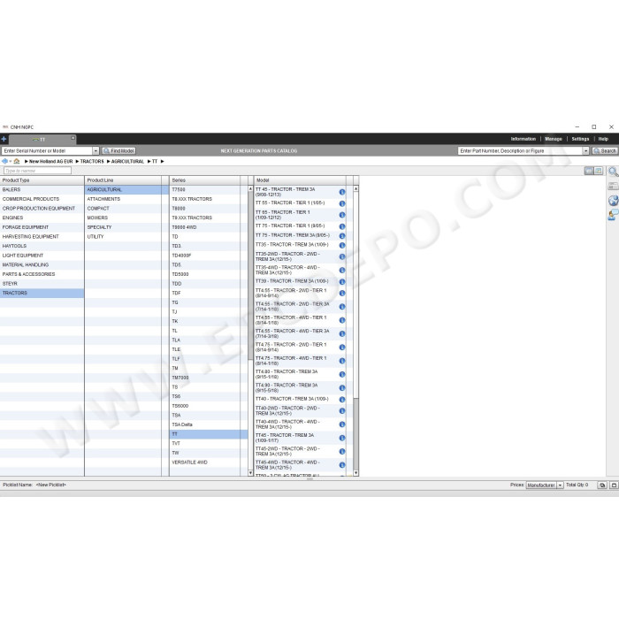 New Holland AG Agriculture Europe EPC parts catalog 2020