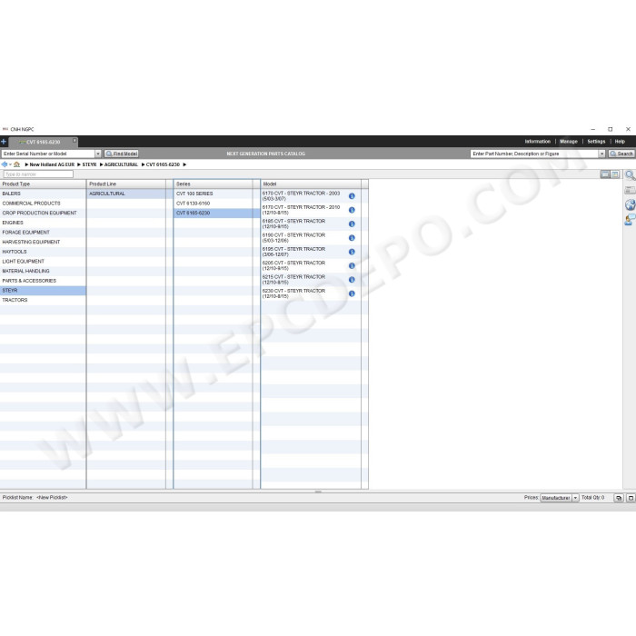New Holland AG Agriculture Europe EPC parts catalog 2020