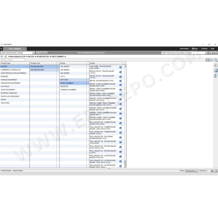New Holland AG Agriculture Europe EPC parts catalog 2020