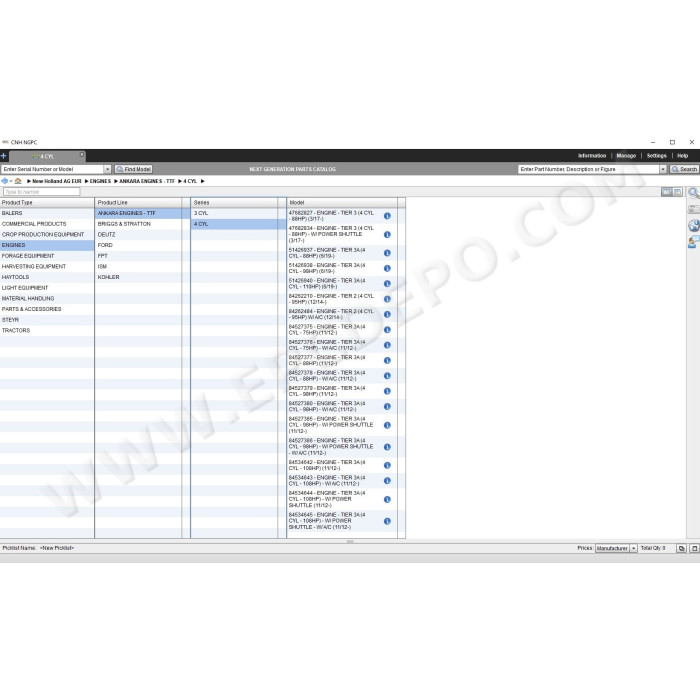 New Holland AG Agriculture Europe EPC parts catalog 2020
