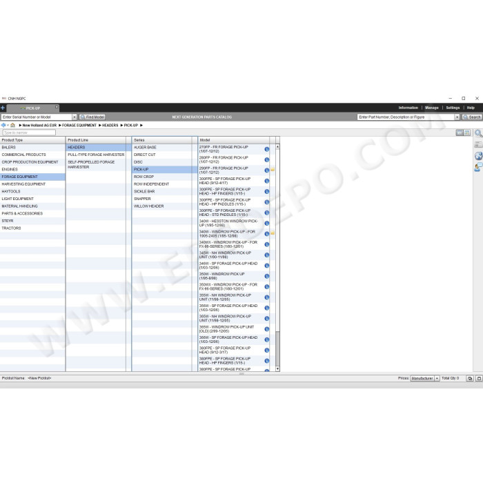 New Holland AG Agriculture Europe EPC parts catalog 2020