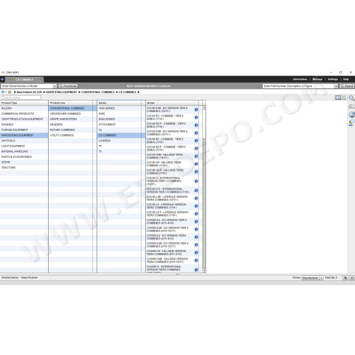 New Holland AG Agriculture Europe EPC parts catalog 2020