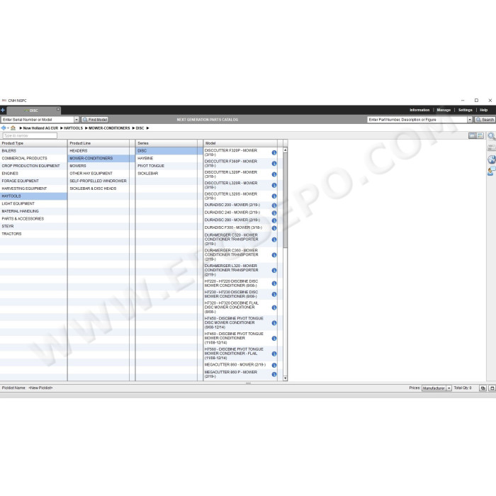 New Holland AG Agriculture Europe EPC parts catalog 2020