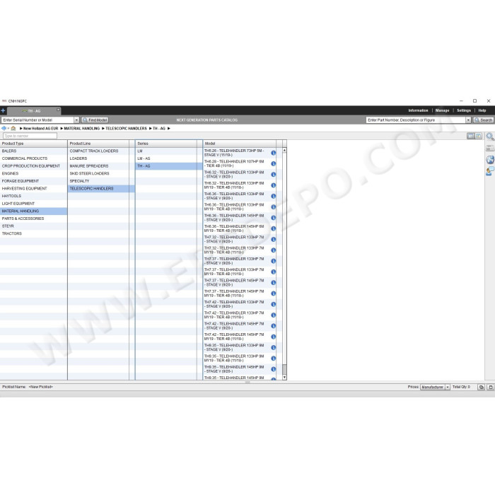 New Holland AG Agriculture Europe EPC parts catalog 2020
