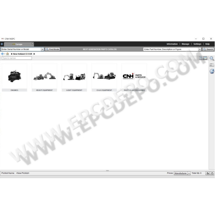 New Holland CE Construction Europe EPC parts catalog 2015