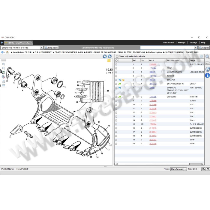 New Holland CE Construction Europe EPC parts catalog 2015