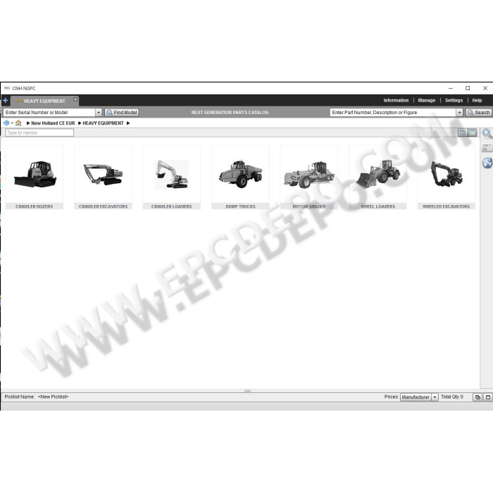 New Holland CE Construction Europe EPC parts catalog 2015