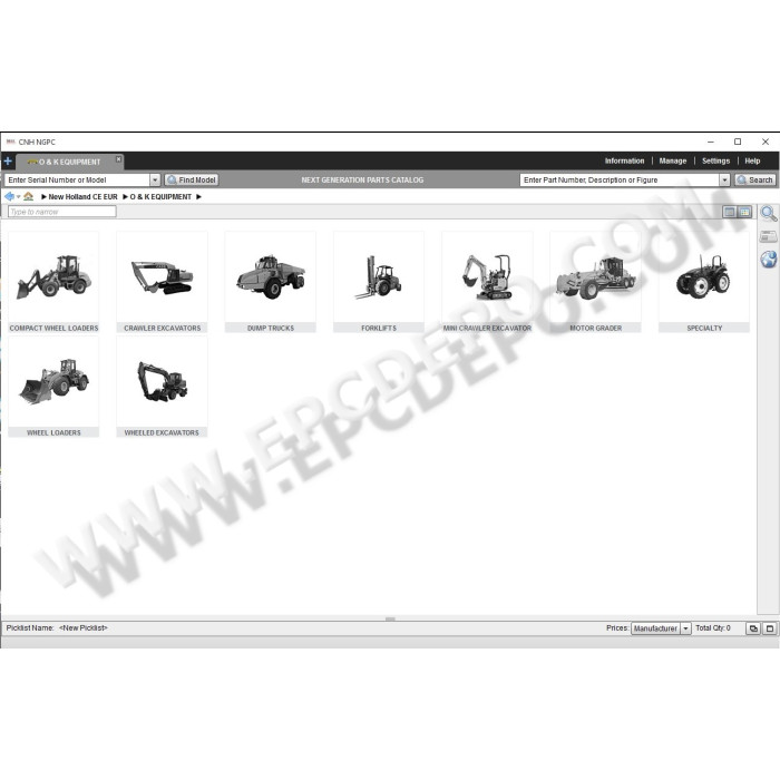 New Holland CE Construction Europe EPC parts catalog 2015
