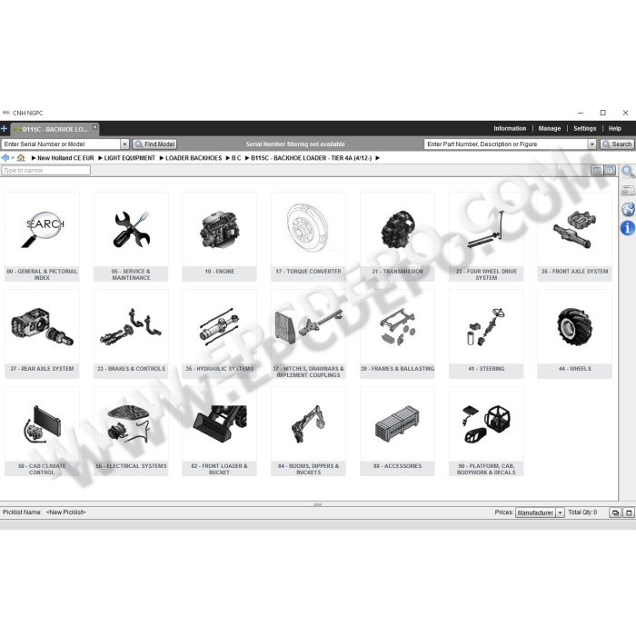 New Holland CE Construction Europe EPC parts catalog 2015