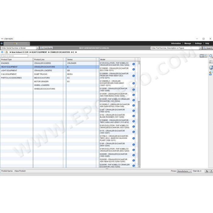 New Holland CE Construction Europe EPC parts catalog 2021