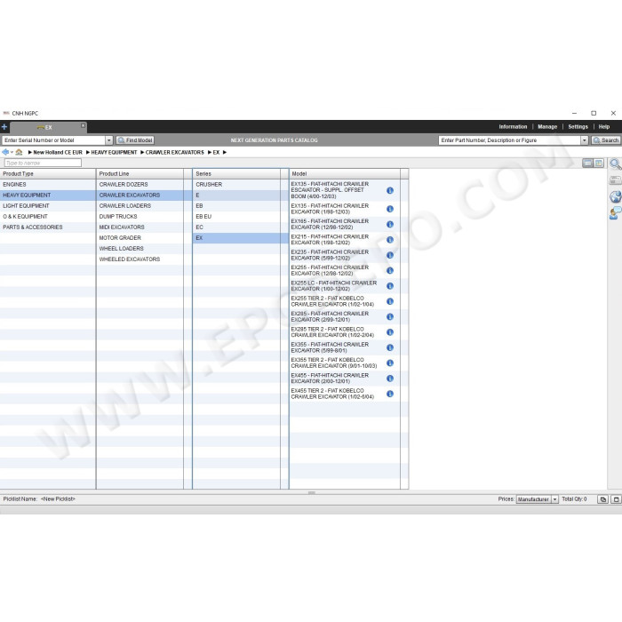 New Holland CE Construction Europe EPC parts catalog 2021