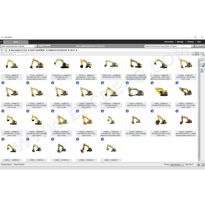 New Holland CE Construction Europe EPC parts catalog 2021