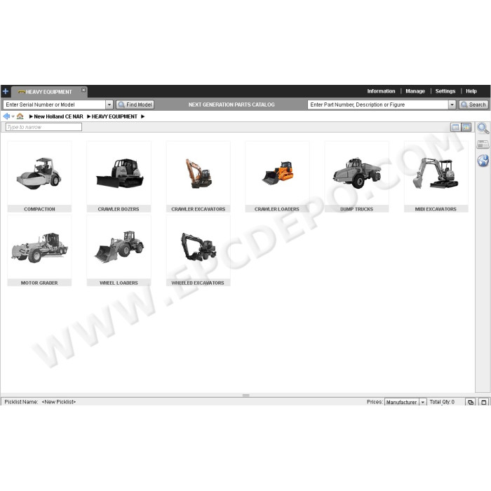 New Holland Construction North America EPC parts catalog 2019