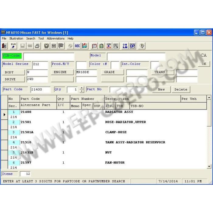NISSAN + INFINITI CANADA EPC PARTS CATALOG 2019